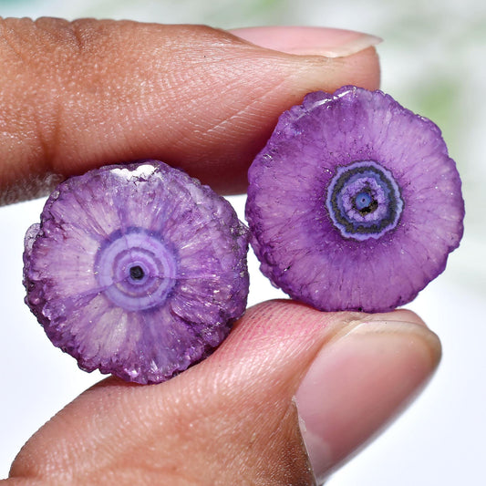 Purple Solar Quartz Gemstone Pair – Round Stones for Earrings & Jewelry