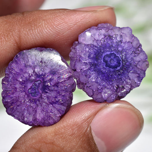 Purple Solar Quartz Earring Pair – Stalactite Gemstone Slices for Jewelry