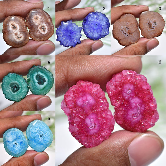 Solar Quartz Matched Pair – Stalactite Slice Gemstones for Earrings