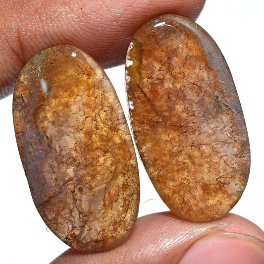 Moss Agate Matching Pair - Wholesale Crystal Gemstone Pair for Custom Earrings  14x27x3mm,