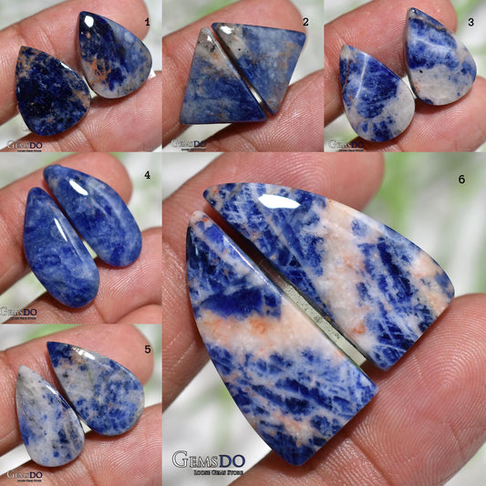 Top Quality Blue Sodalite Gemstone Pair for Earrings - Matching Loose Pairs
