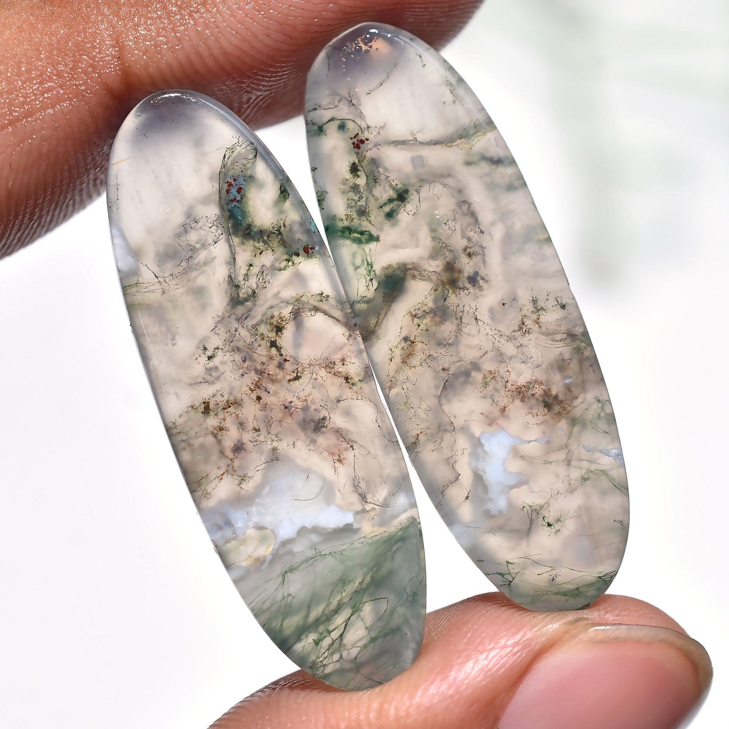 Natural Moss Agate Gemstone - Fancy Shape Smooth Cabochon
