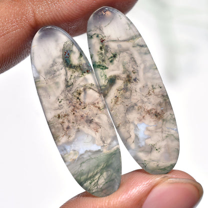 Natural Moss Agate Gemstone - Fancy Shape Smooth Cabochon