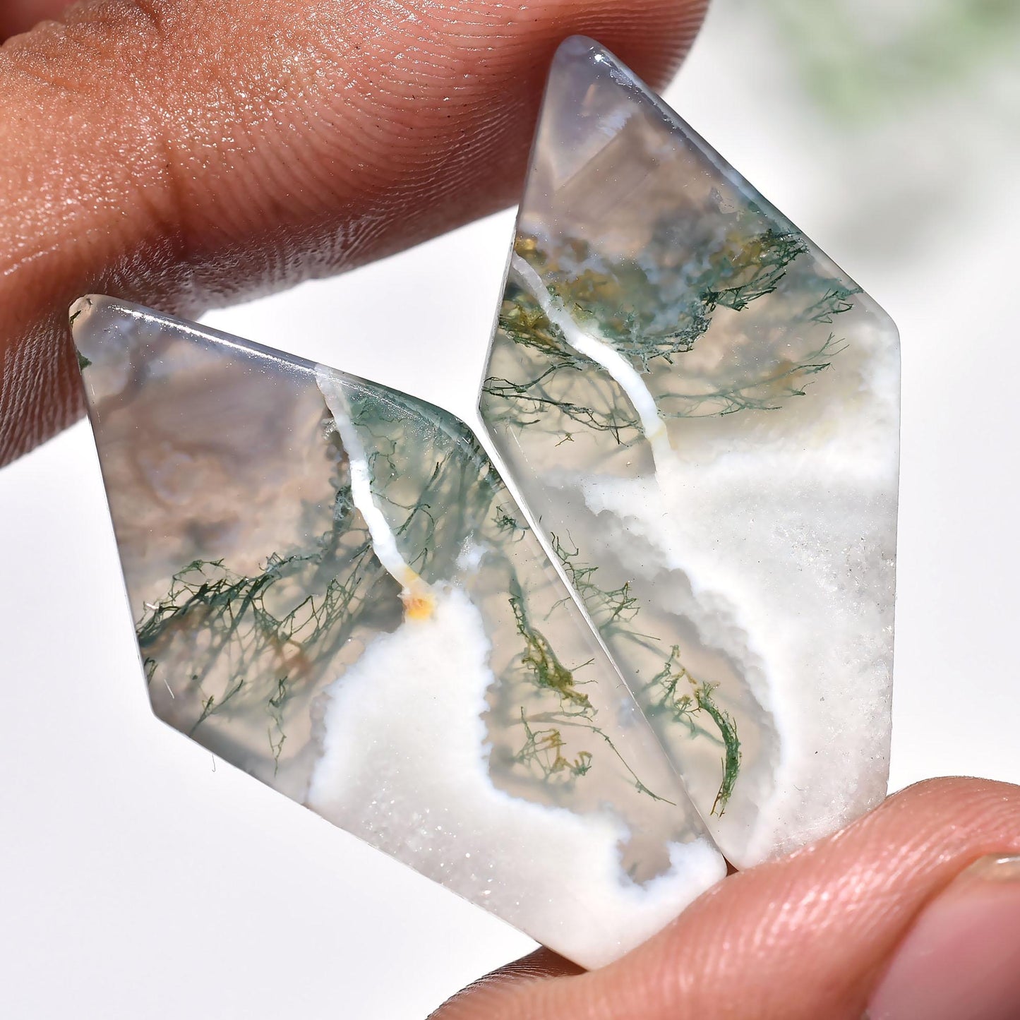 Natural Moss Agate Gemstone - Fancy Shape Smooth Cabochon