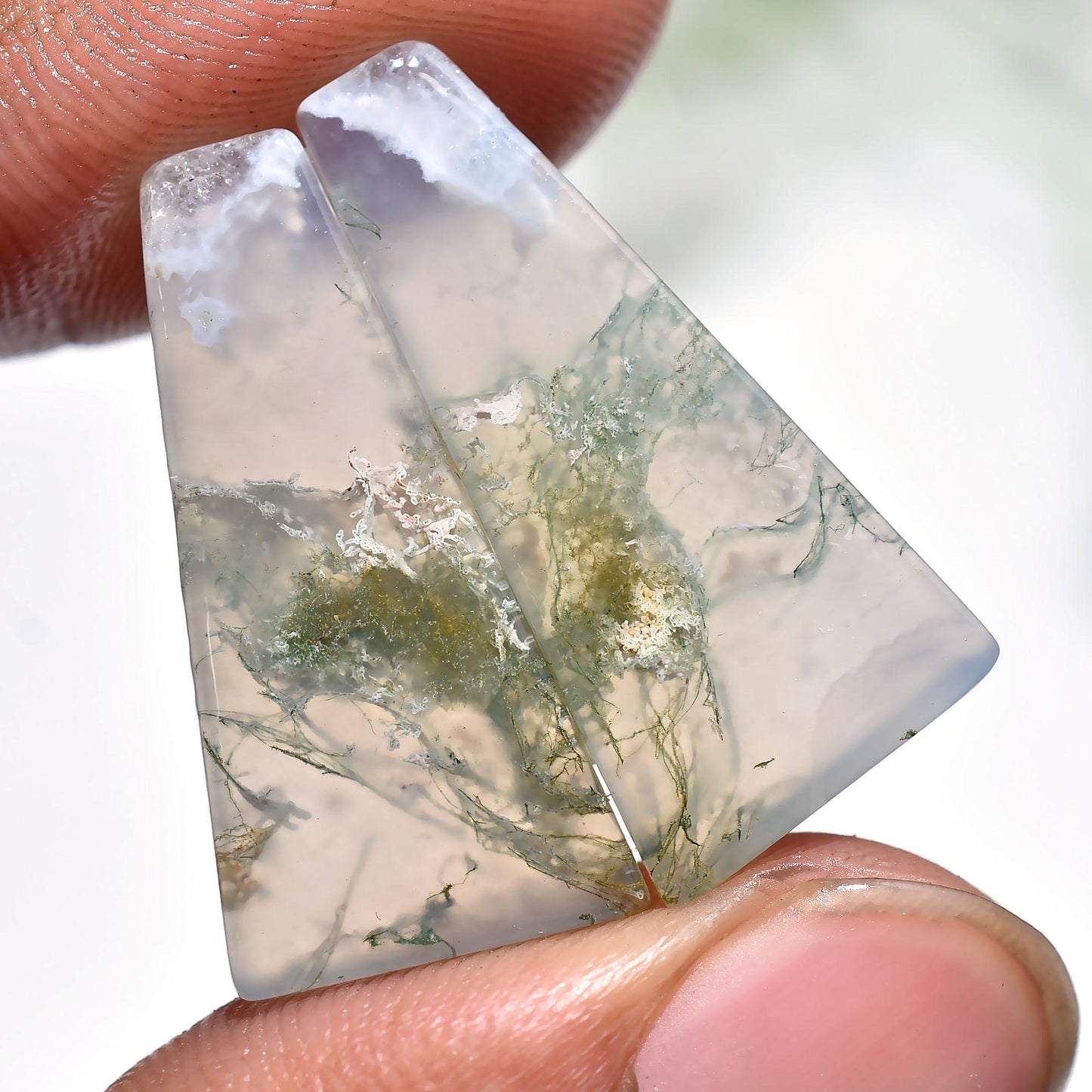 Natural Moss Agate Gemstone - Fancy Shape Smooth Cabochon