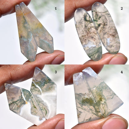 Natural Moss Agate Gemstone - Fancy Shape Smooth Cabochon