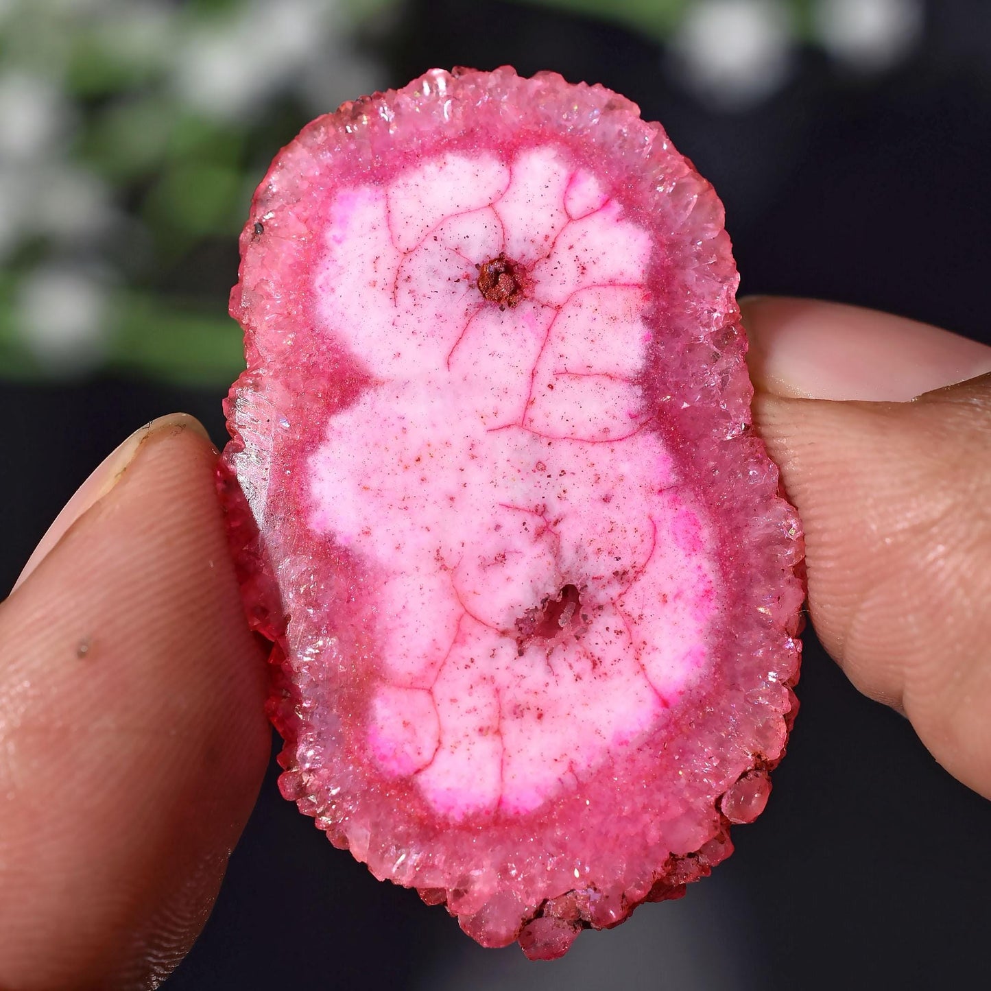 Unique Solar Quartz Slice Gemstone – Handmade Stalactite Quartz Cabs