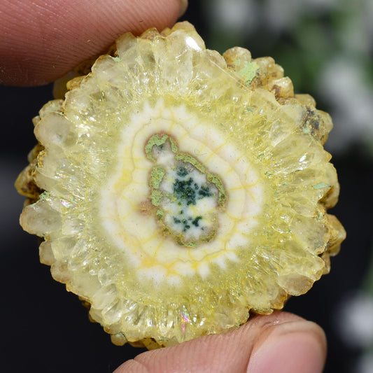 Beautiful! Solar Quartz Cabochon, Loose Geode Agate Stalactite Slice, Pendant Making