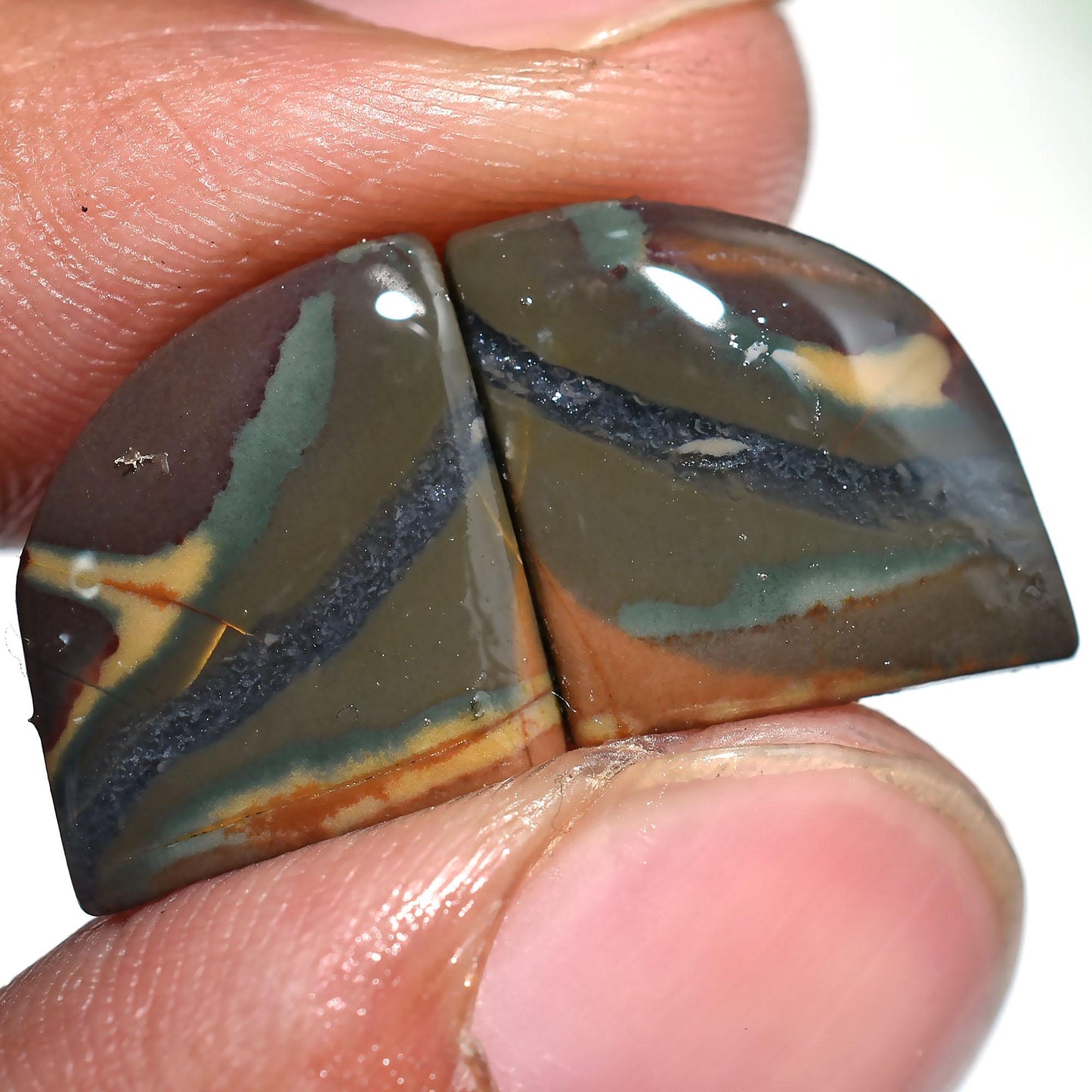 Natural Bloodstone Cabochon Pair - Mixed Shape, Smooth Flat Back Gemstones for Earrings | Wholesale Jewelry Stones