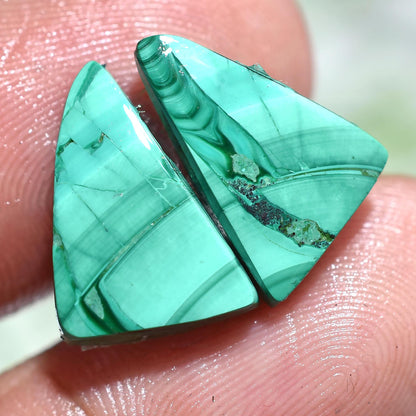 Top-Quality Malachite Earring Pairs, Rare Green Gemstone for Unique Jewelry