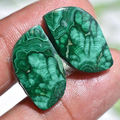 Malachite Gemstone Pair - Wholesale Malachite Crystals for Designer Cabochons