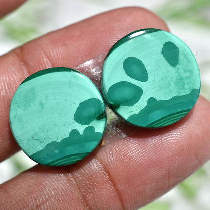 Natural Malachite Gemstone Pair - Mixed Shape Green Gemstones for Earrings