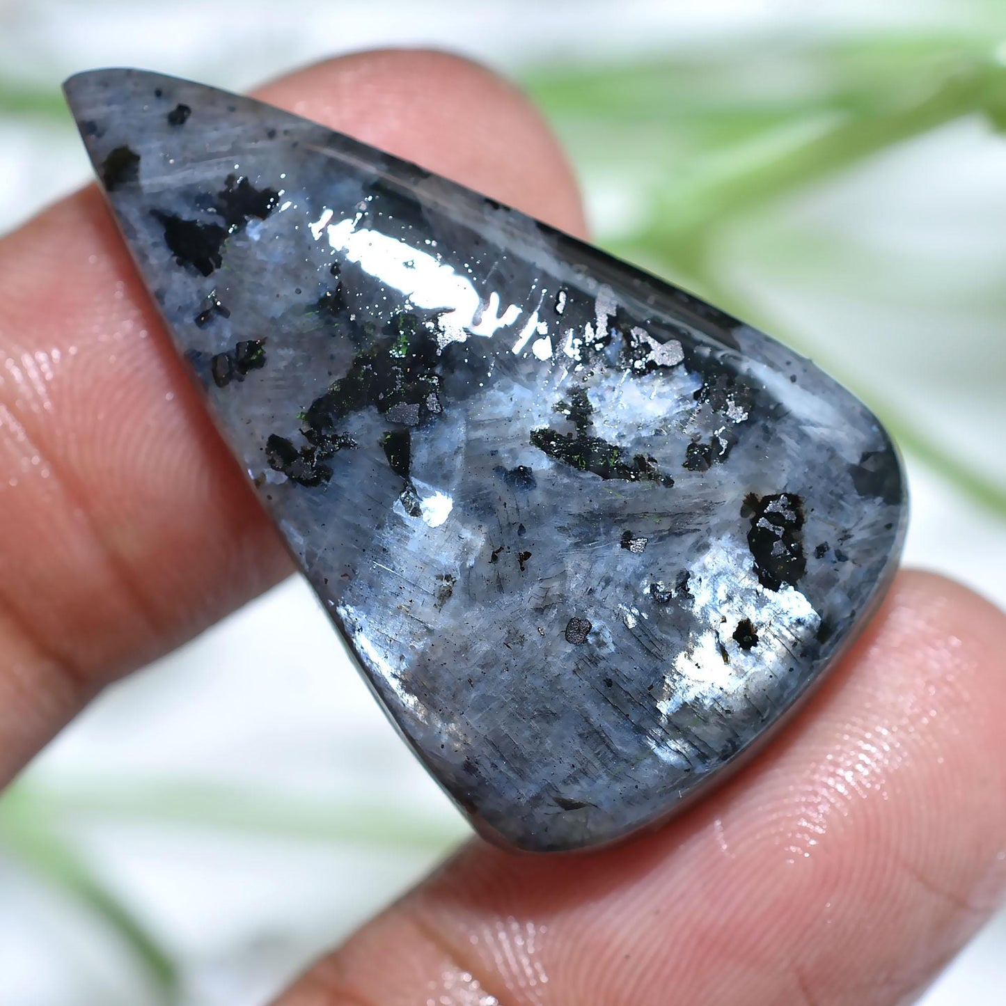 Gray Colour Larvikite Cabochon Loose Gemstone, Plain Larvikite Loose Gemstone, Norwegian Moonstone, Larvikite Crystal, Pendent For Jewelry