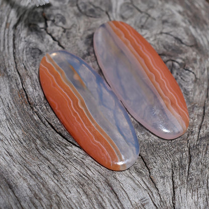 Orange Agate Matching Pair - Oval Shape Loose Gemstones for Earrings