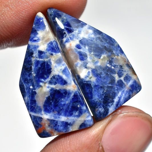 Fancy Shaped Sodalite Cabochon Pair – Blue Matched Earrings Stones