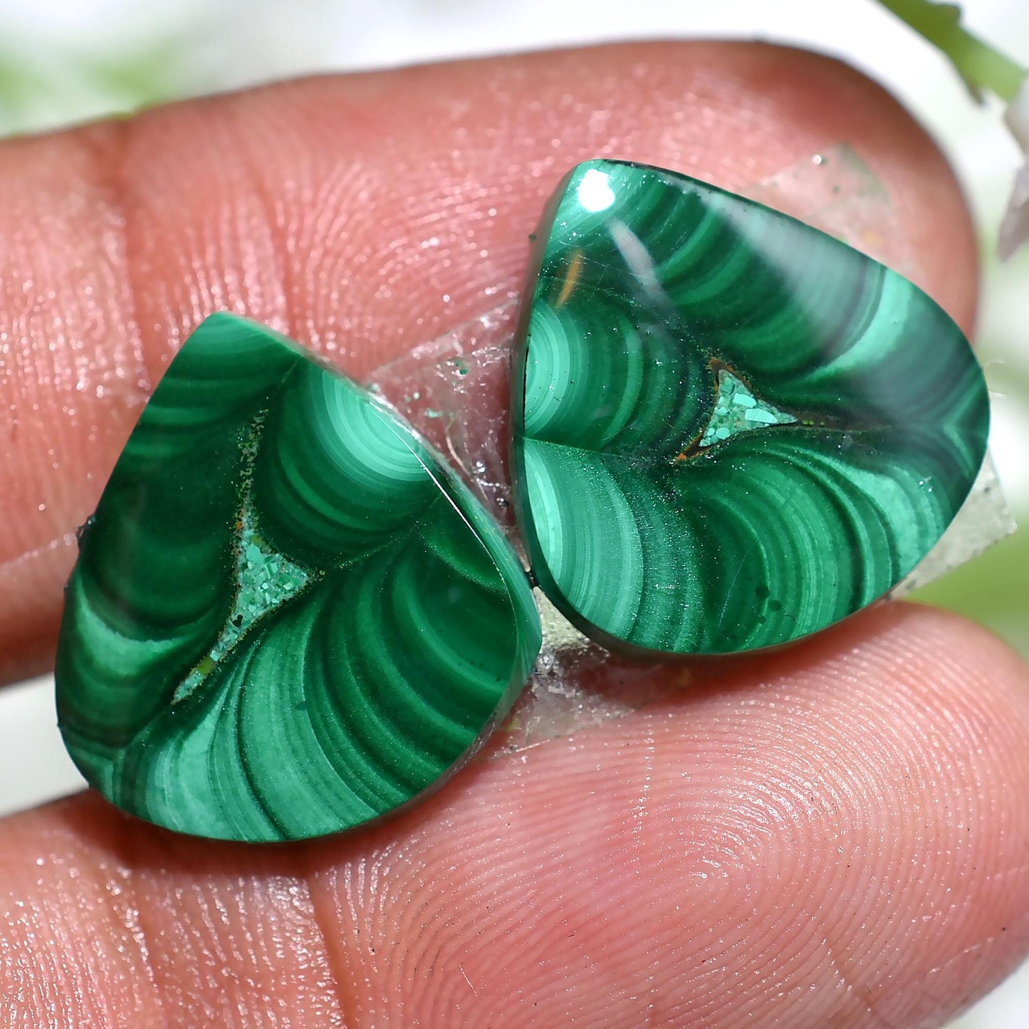 Natural Malachite Gemstone Pairs – Matched Green Malachite Cabochons for Earrings