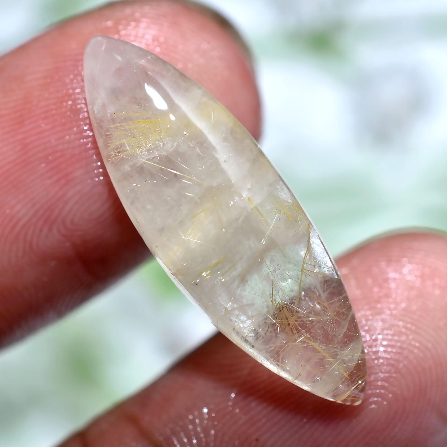 Natural Golden Rutile Quartz Cabochon - Loose Gemstone for Jewelry Making