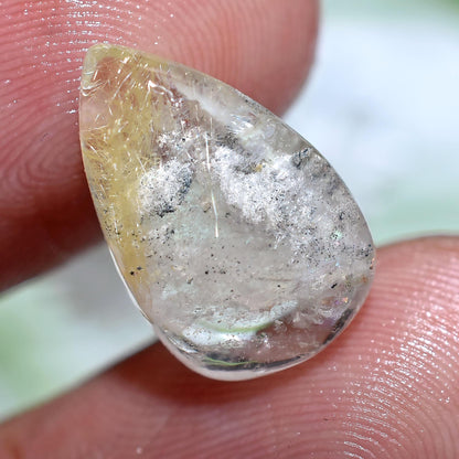 Natural Golden Rutile Quartz Cabochon - Loose Gemstone for Jewelry Making