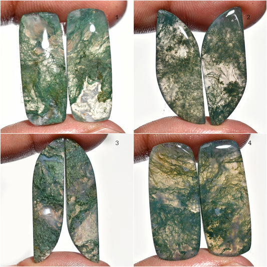 Natural Moss Agate Earring Pairs - Unique Gemstone