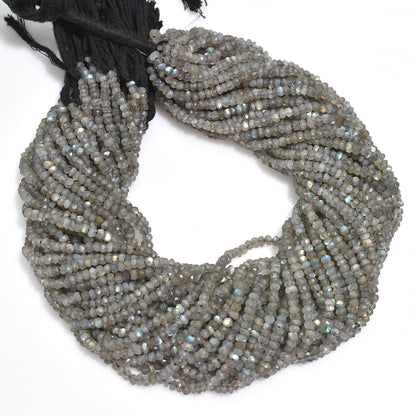 Iridescent Labradorite Faceted Rondelle Gemstone Beads – 13 Inch Wholesale Strand For Jewelry Designs