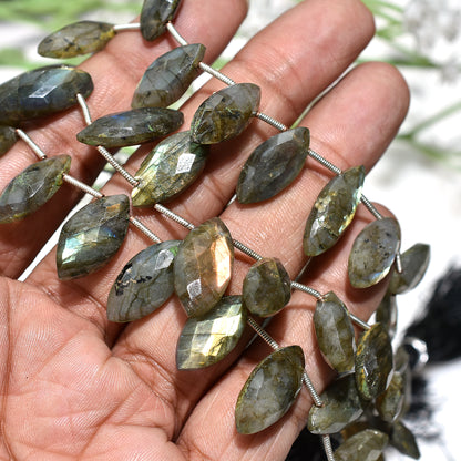 Mystic Labradorite Faceted Marquise Beads – Wholesale Flashy Gemstone Strand For DIY Jewelry