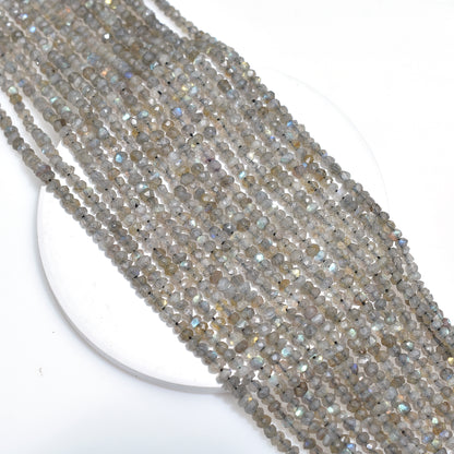 Iridescent Labradorite Faceted Rondelle Gemstone Beads – 13 Inch Wholesale Strand For Jewelry Designs
