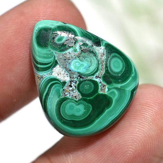 Stunning Malachite Cabochon – Natural Pear Shaped Polished Gemstone for Jewelry