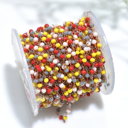 Elegant Multi-Color Hydro Beads Rosary – Rose Gold Plated Linking Chain For Jewelry