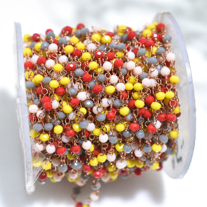 Elegant Multi-Color Hydro Beads Rosary – Rose Gold Plated Linking Chain For Jewelry