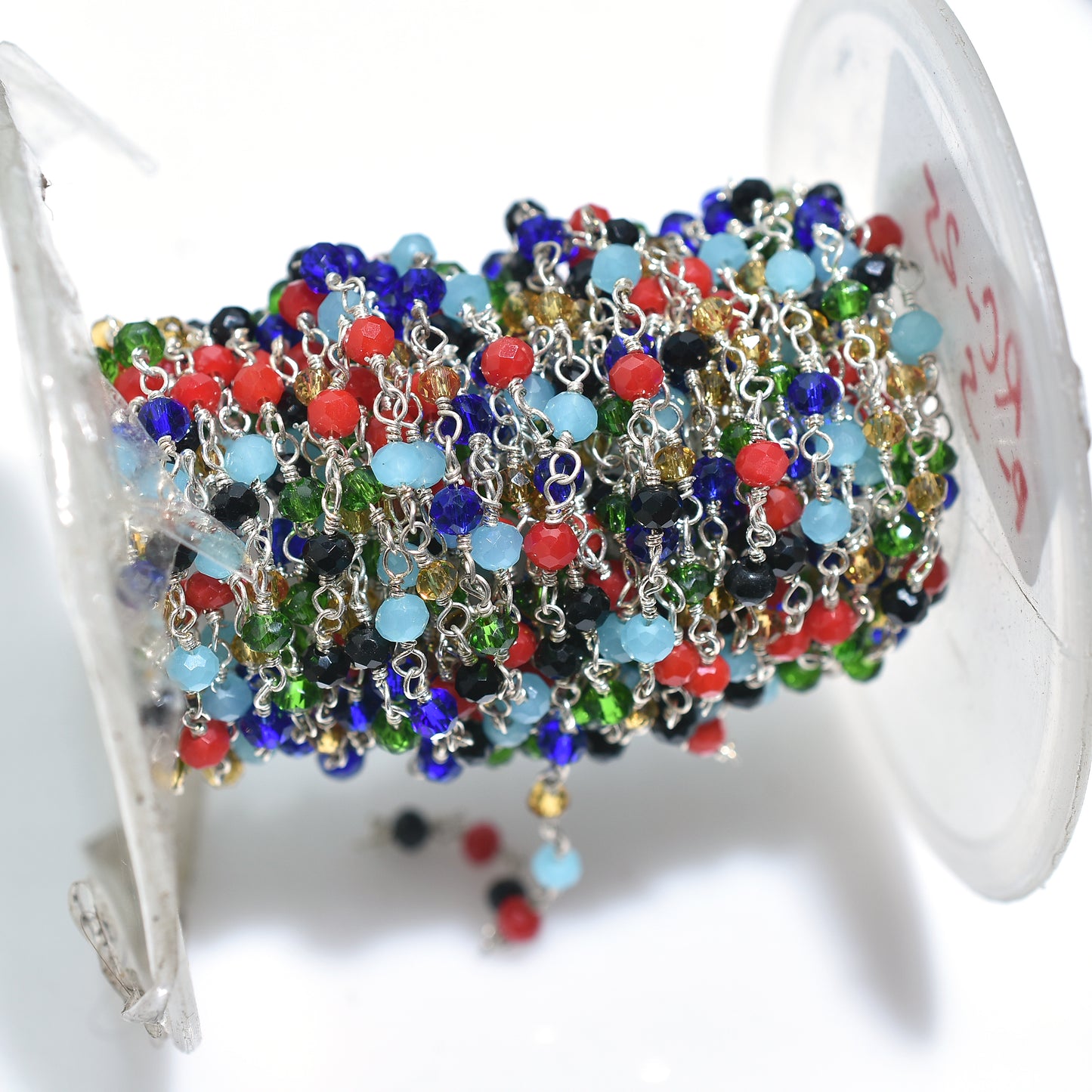 Vibrant Multi Disco Hydro Gemstone Rosary – Wholesale Silver Plated Jewelry Link Chain For Crafting