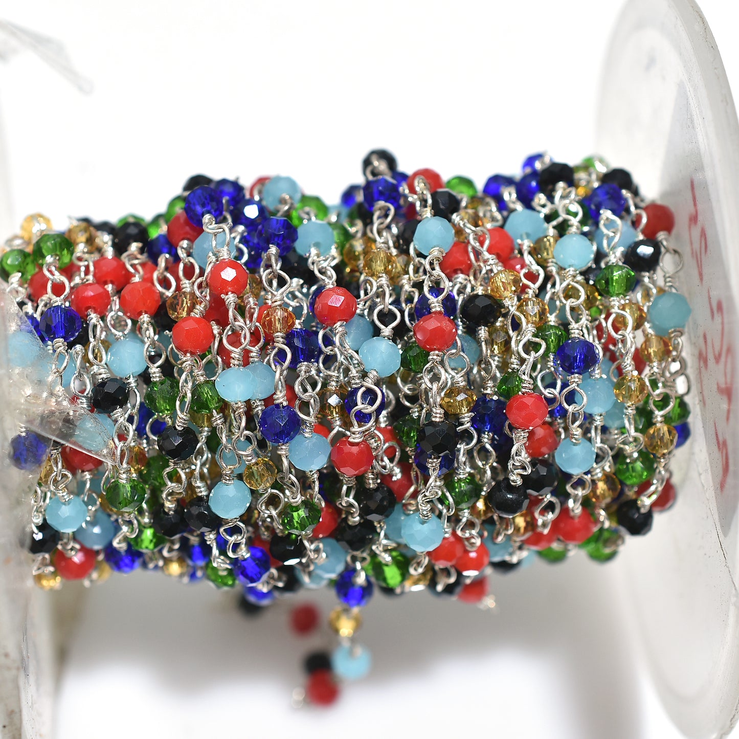 Vibrant Multi Disco Hydro Gemstone Rosary – Wholesale Silver Plated Jewelry Link Chain For Crafting