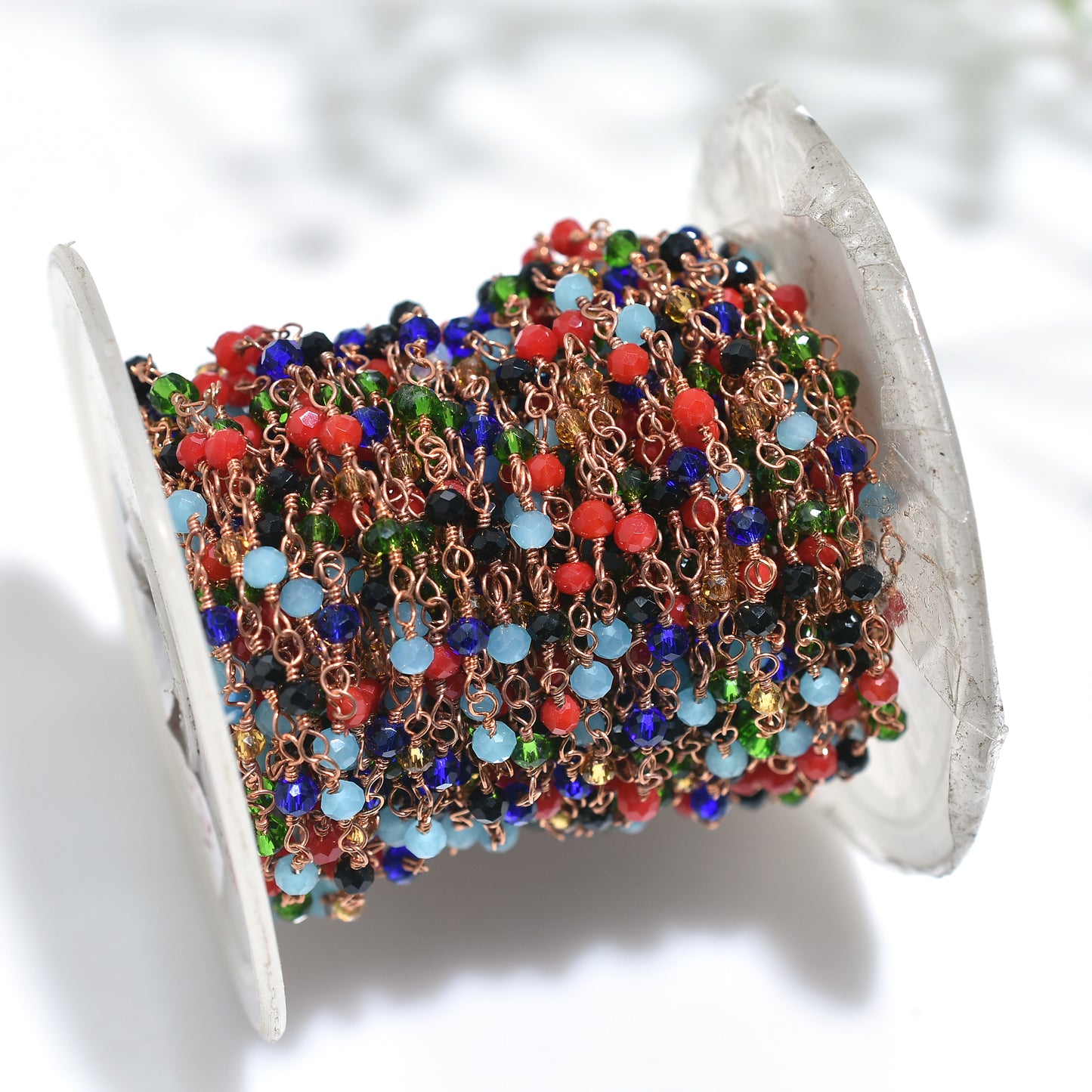 Multi-Color Disco Hydro Faceted Beads Rosary Chain – Wholesale Rose Gold Plated Links for Designers