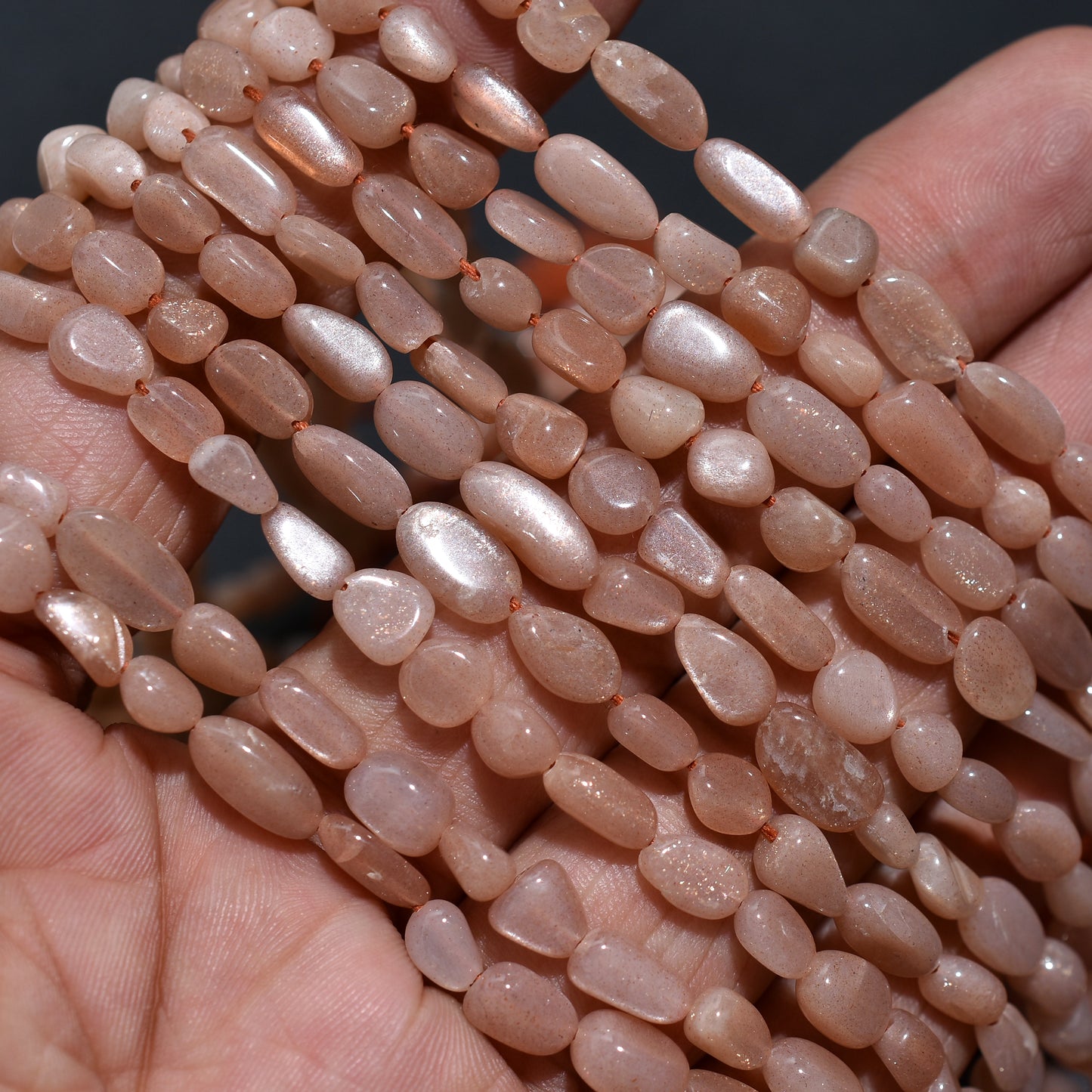 Peach Glow Moonstone Beads – Semi Precious Gemstone Nuggets for Design