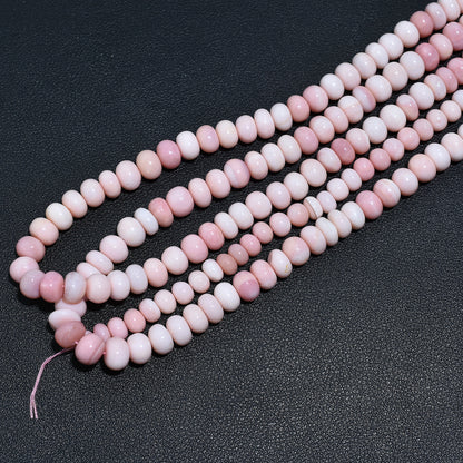 Premium Pink Opal Rondelle Gemstone Beads – Delicate Wholesale Stones for Jewelry