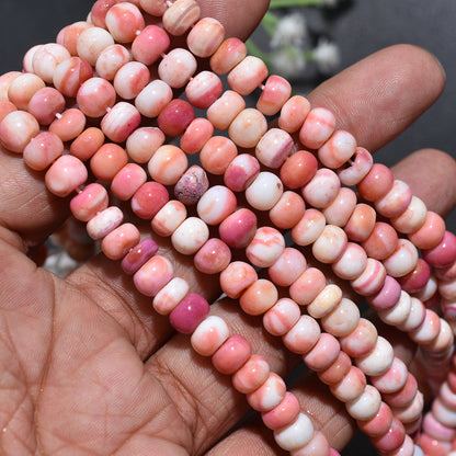 Dark & Pastel Pink Opal Gemstone Beads – Smooth Rondelle Beads for Delicate Jewelry