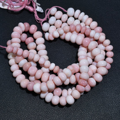Premium Pink Opal Rondelle Gemstone Beads – Delicate Wholesale Stones for Jewelry