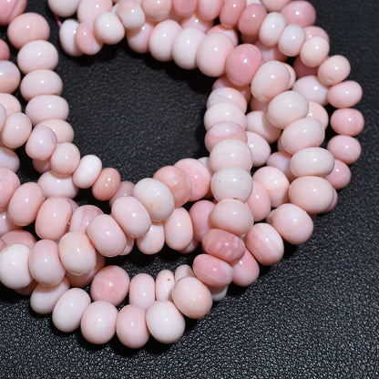 Premium Pink Opal Rondelle Gemstone Beads – Delicate Wholesale Stones for Jewelry
