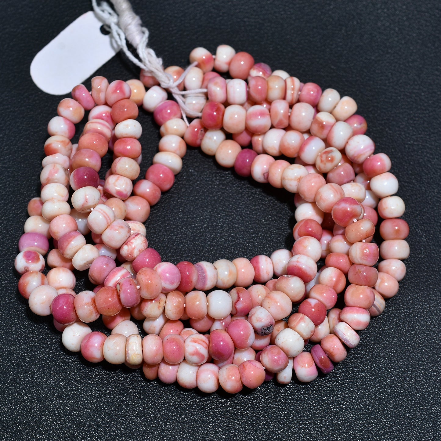 Dark & Pastel Pink Opal Gemstone Beads – Smooth Rondelle Beads for Delicate Jewelry
