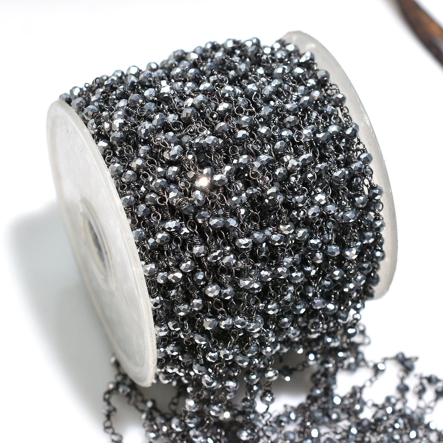 Sparkling Pyrite and Hydro Rosary - Wholesale Black Plating Gemstones Linking Chain for Crafts