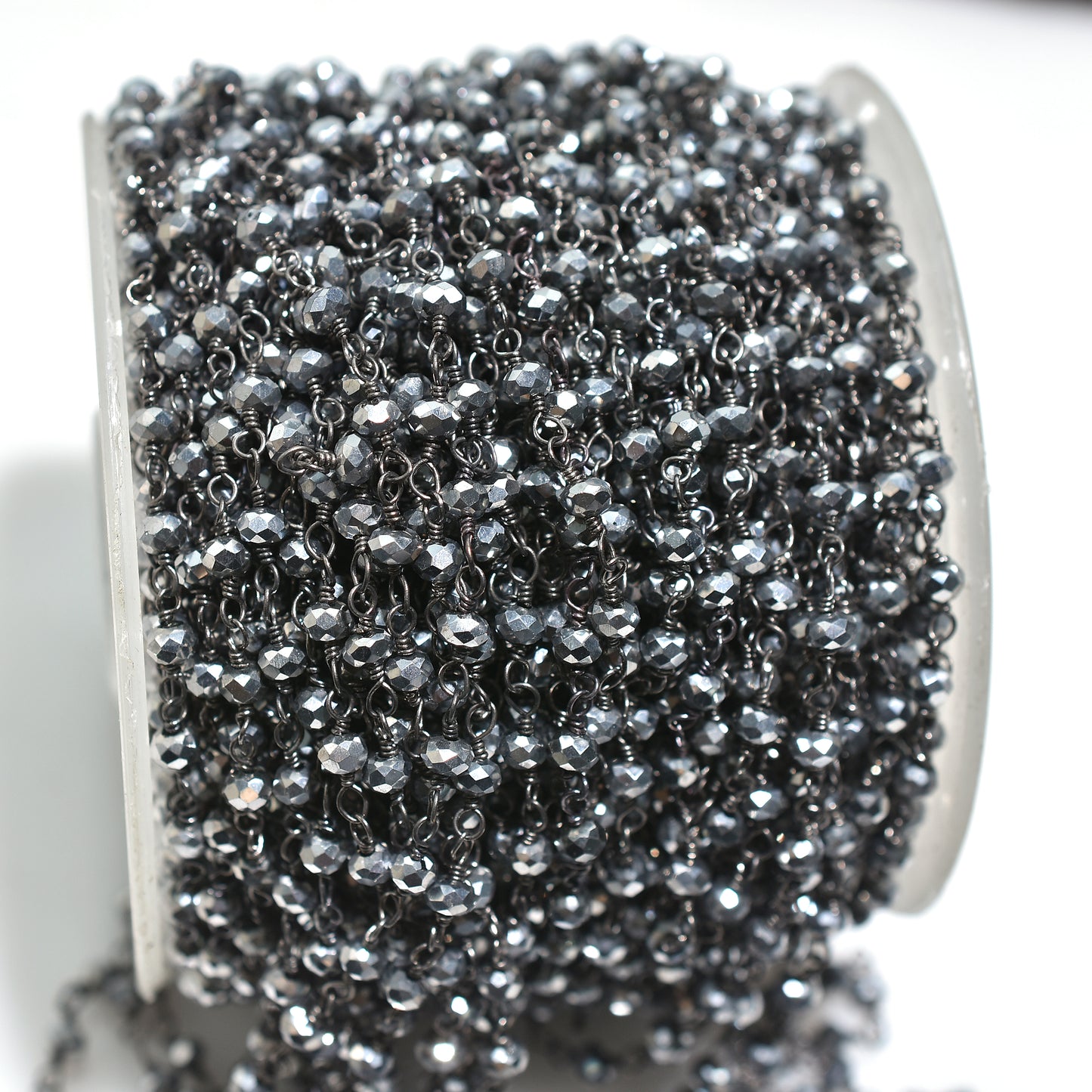 Sparkling Pyrite and Hydro Rosary - Wholesale Black Plating Gemstones Linking Chain for Crafts