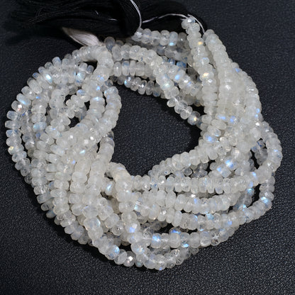 Beautiful Rainbow Moonstone Faceted Rondelle Beads – 15 Inch Strand Wholesale Flashy Gemstone For DIY Jewelry