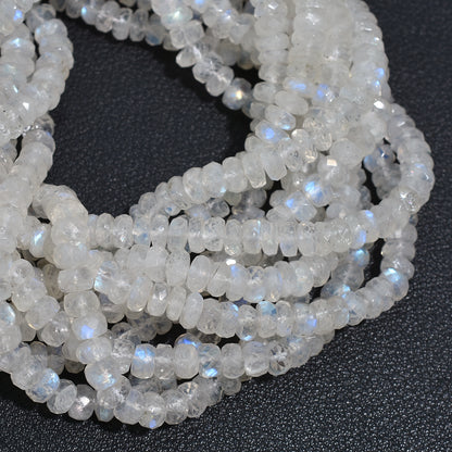 Beautiful Rainbow Moonstone Faceted Rondelle Beads – 15 Inch Strand Wholesale Flashy Gemstone For DIY Jewelry