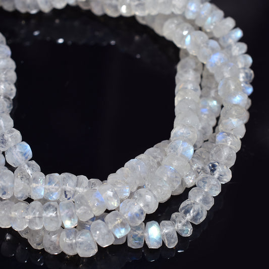 Wholesale Rainbow Moonstone Faceted Rondelle Beads – 7 Inch Gemstone Strand For Handmade Jewelry