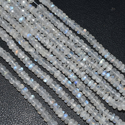 Beautiful Rainbow Moonstone Faceted Rondelle Beads – 15 Inch Strand Wholesale Flashy Gemstone For DIY Jewelry