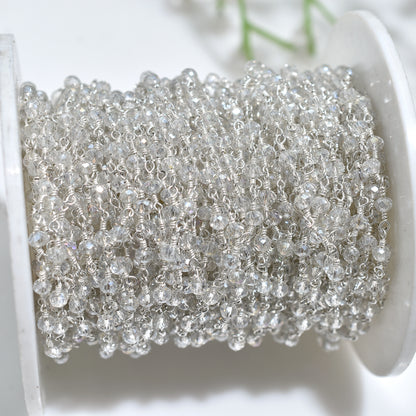 Rainbow Glow Crystal Hydro Rosary - Wholesale Silver Plating Stone Beads Chain Lot For Jewellery