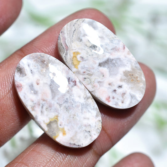 Natural Rosetta Jasper Gemstone Pair – Hand-Polished Matching Stones for Earrings