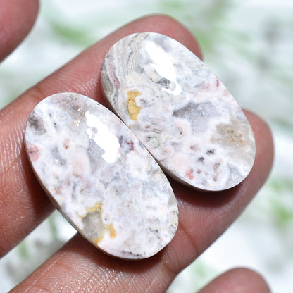 Natural Rosetta Jasper Gemstone Pair – Hand-Polished Matching Stones for Earrings
