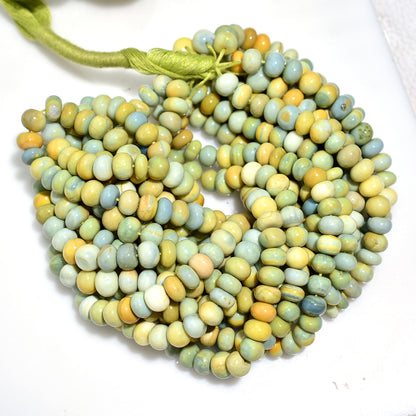 Bright Lemon Green Opal Gemstone Beads – 16 Inch Smooth Rondelle Wholesale Strand For Custom Jewelry