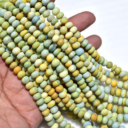 Bright Lemon Green Opal Gemstone Beads – 16 Inch Smooth Rondelle Wholesale Strand For Custom Jewelry