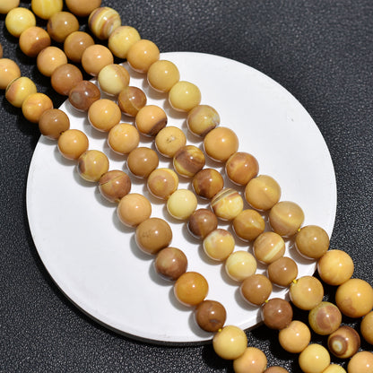 Mustard Yellow Opal Beads – Wholesale Smooth Round Gemstone Strand for Jewelry